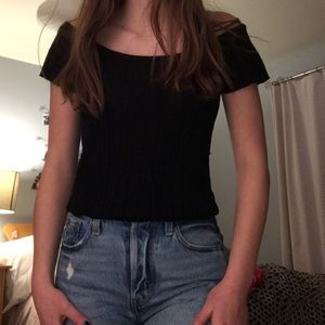 EXPRESS brand black off the shoulder shirt